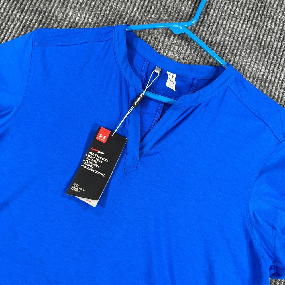 Under Armour Shirt Womens Large Blue Short Sleeve Performance Training Golf New